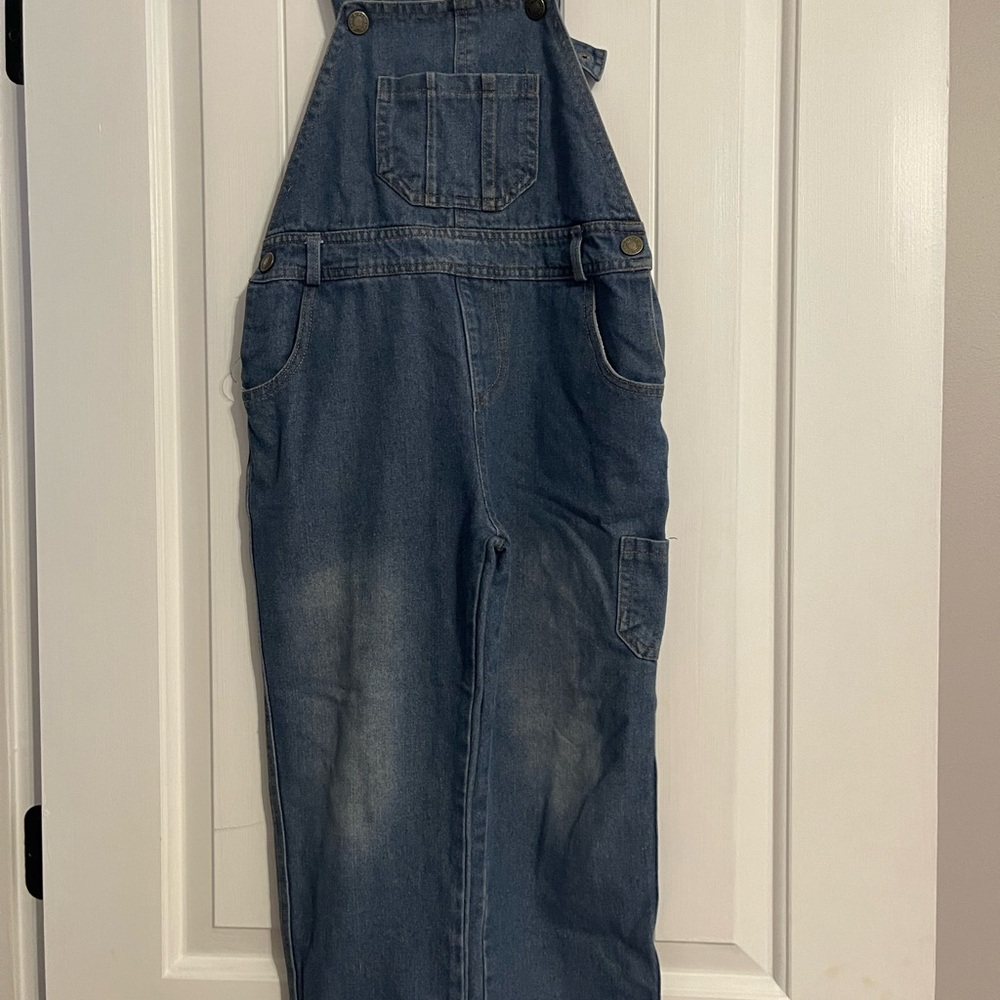 Kids Denim Overalls - Blue cute cuff adjustable size 7 classic style